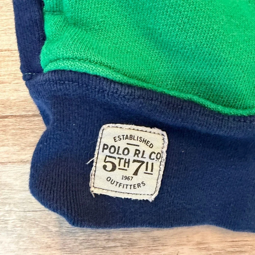 Polo Ralph Lauren Kids Large 14-16 Blue Green Colorblock Full Zip‎ Hoodie Pony